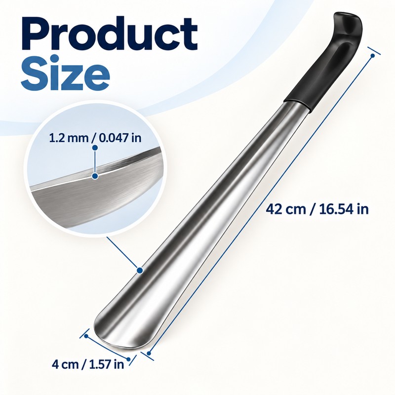 2pc Long Handle Stainless Steel Shoe Horn for Easy Shoe