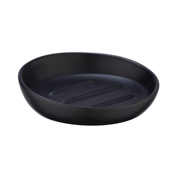 Wenko Badi Soap Dish Ceramic Diameter 11.5 x 3 cm, Black, 11, 5 x 3 x 11, 5 cm