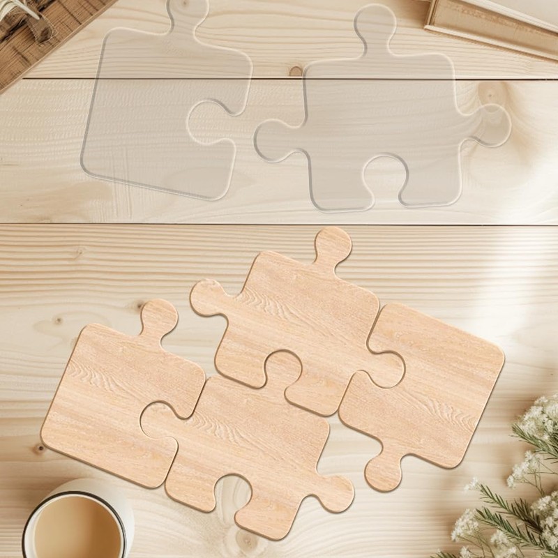 INFUNLY 2pcs Jigsaw Acrylic Router Templates Puzzle Shape Clear Angled
