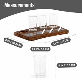 Houseables Beer Flight Board, Tasting Kit, 13”X8”, Set Of 2 Boards With 8 Glasses, Wood Paddle, Drink Serving Tray, Chalkboard Labels, Craft Brew Sampler, For Bar, Brewery, Gifts, Party, Education