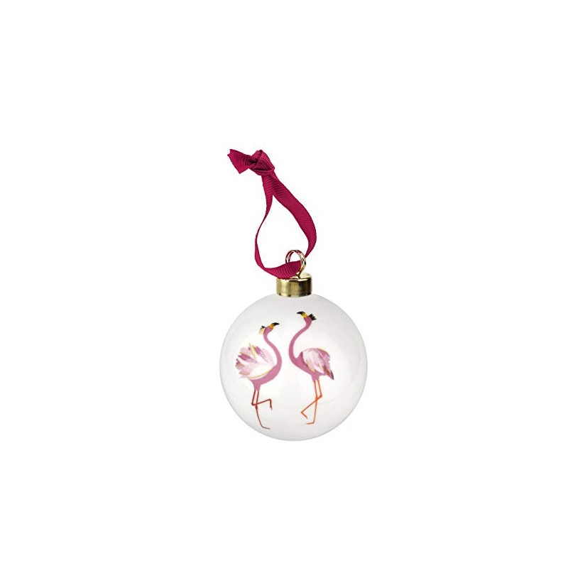 Portmeirion Home & Gifts SMF79011-XG Flamingo Christmas Bauble, ceramic, Multi