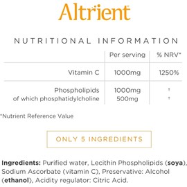 Altrient Liposomal Vitamin C | 1000 mg High Absorption Liquid Sachets | 30 Servings | Suitable for Vegans