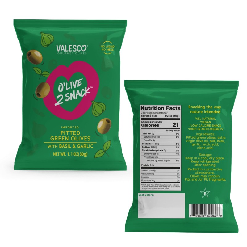 Valesco, O'Live 2 Snack Pitted Olives Variety Pack, 6 Flavors,