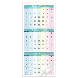 2025 Wall Calendar - 2025 Calendar, 3-Month Wall Calendar Display, JAN. 2025 - DEC. 2025, 11.25" x 26", Calendar 2025, Large, Lay- Flat -Classic