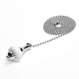 LY 2 Pcs Light Pull Chain Switch Pull Cord Weight Handle Metal Chrome Plated with White Ceramic Connectors, Ceiling Fan Pull Chain Bathroom Toliet Light Pulls Cord 1 Meter