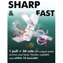 Manual Food Processor Vegetable Cutter, Geedel Pull Chopper with String, Food Chopper Vegetable Cutter for Veggies, Fruits, Salad, Onion, Ginger, Nuts, Herbs, etc, 2 Cup(500ml), Green