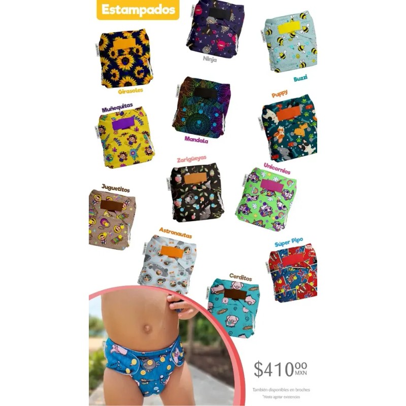 == 3 Pañales Ecopipo Estampados Unitalla 0-3a Envio Gratis =