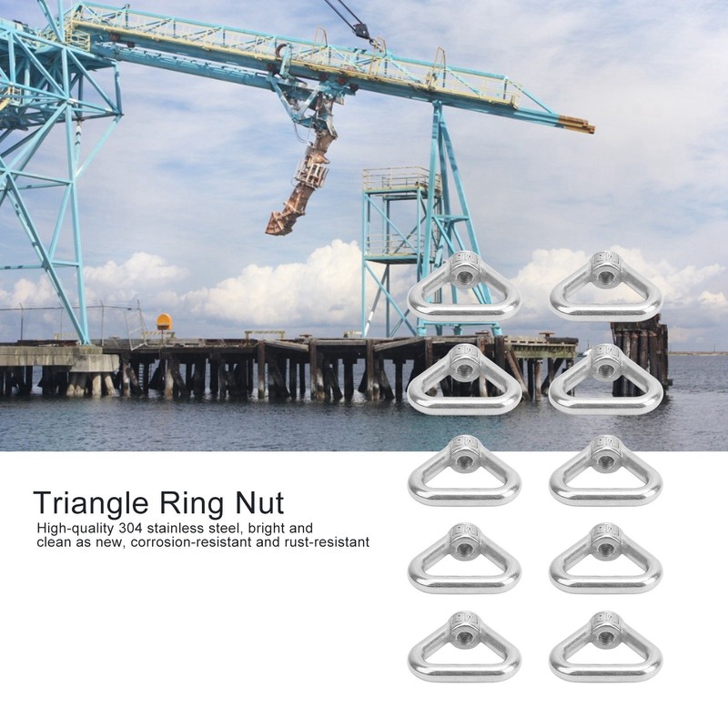 10pcs Silver Screw Nut 304 Stainless Steel Triangle Ring Nut