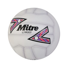 Mitre Ultragrip Netball | All Conditions Ball | Popular Style | Durable Design, White/Black/Purple, 4