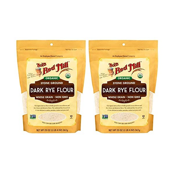 Bob's Red Mill 2 Organic Dark Rye Flour - 2 20 Ounce (1.25 lbs) Stand Up Resealable Bags