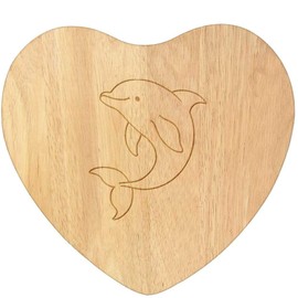 'Friendly Dolphin' Wooden Heart Shaped Chopping/Cutting Board (WB00084387)