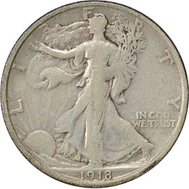 1918-S Walking Liberty Half Dollar Choice F Uncertified