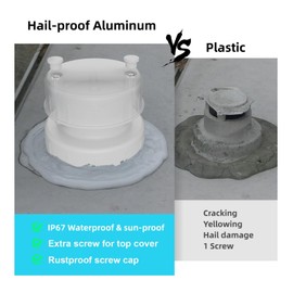 Aluminum RV Plumbing Vent Cap Cover with Screen - Weatherproof Metal Replacement Kit for Camper, Travel Trailer, Motorhome Sewer Roof Top - Fit for 1" to 2-3/8" OD Pipe (White, 1 Pack)