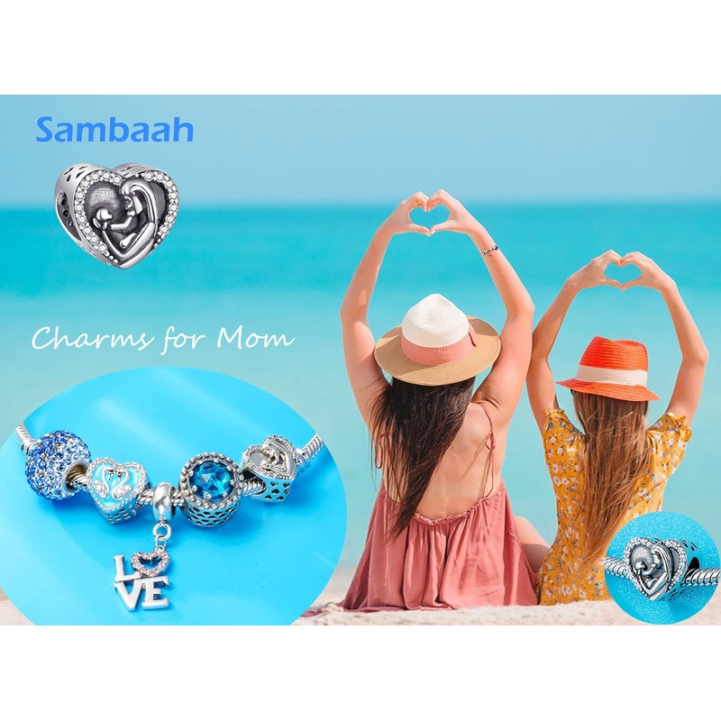 Sambaah Mom Charm Sterling Silver Mother and Child Bead for