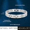 Men's Stainless Steel & Tungsten Peak Pyramid Link Bracelet -