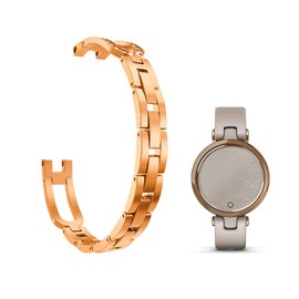 C2D JOY Stainless Steel Straps Compatible with Lily Smartwatch Replacement Band for Women Accessories U-style Dressy Wristband - Rose Gold