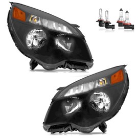 KarSpareHub Headlights W/Bulbs for 2010-2015 Chevy Equinox LS/LT Model Headlamp Replacement Driver & Passenger Side