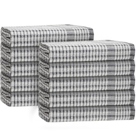 Casabella Wonderdry Tea Towels - 100% Cotton Kitchen Towels 50x70 cm Pack of 10 Cleaning Cloth, Highly Absorbent & Thick, Dish Cloths for washing up - Grey Tea Towels