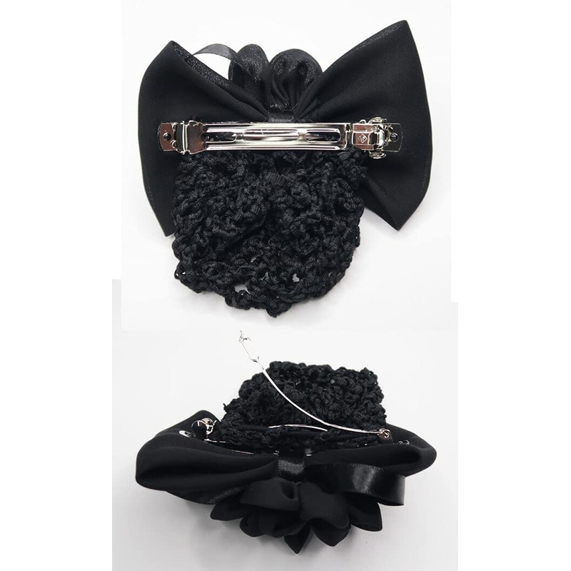 Ribbon Barrette with Net 3D Flower Motif in the Center