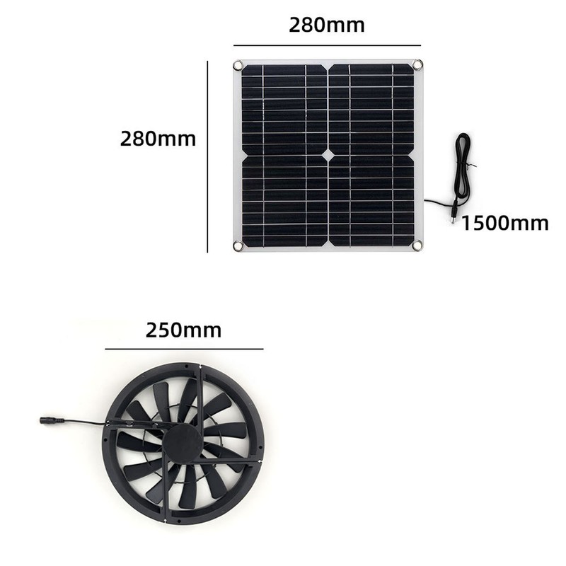 18V 12W Solar Exhaust Fan Kit Waterproof DC Brushless Round
