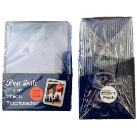 Pro Safe 25 Card Top Loader Thick 55pt Regular 3x4, Crystal Clear and Durable Toploader