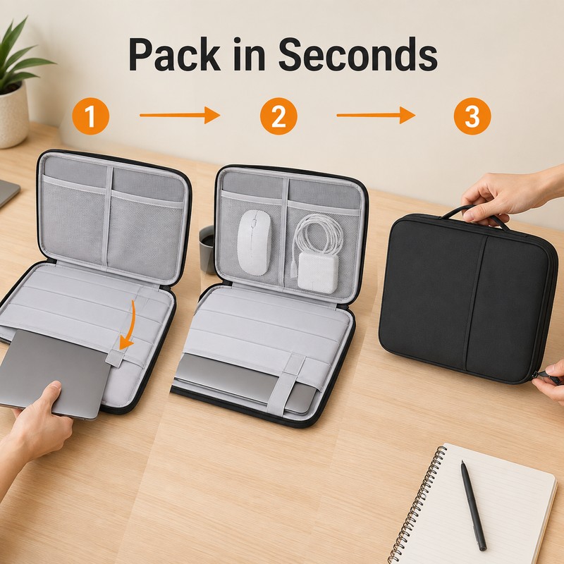 Laptop Sleeve Case for 11–13.6 Inch Laptops - Padded Nylon