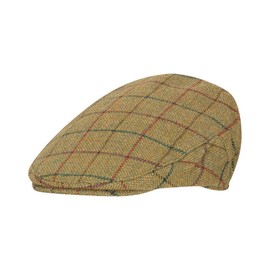 WALKER AND HAWKES - Green Sage Premium Derby Tweed Teflon Lining Cambridge Flat Cap Unisex - Beige Tweed - XL (60cm)
