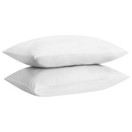 HOME ACE Non Iron Percale Standard Pillowcases 2 Pack White, 180 Thread Count 100% Poly Cotton Housewife Pillow Cases 50 x 75CM