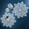 Snowflake Placemats Set of 6 Laminated Metallic Vinyl Round 15 inch Diameter Winter Festival Table Decorations for Holiday Christmas Party Feast Come w/Matching Coaster by Snowkingdom