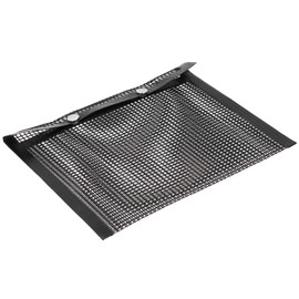Grill Mesh Bag PTFE Nonstick High Temperature Resistant Reusable BBQ Bag for Electric Gas Charcoal Grill Black(L)