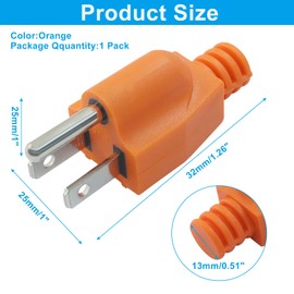 Biaungdo 1 Pack Neutral Ground Bonding Plug for Portable Inverter Generator, Surge Protector Ground Plug with Floating Neutral on RV Generator for Open Ground Error(Orange)