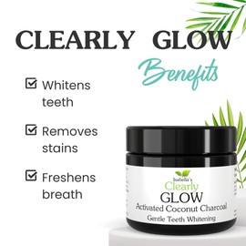 Clearly Glow, Teeth Whitening Activated Coconut Charcoal Powder | Pure, Natural, Food Grade, Non GMO | Whiten Teeth Naturally (12 Months Supply (100g))