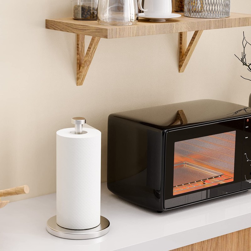 VEHHE Paper Towel Holder Countertop, Single Hand Operable Paper Towel