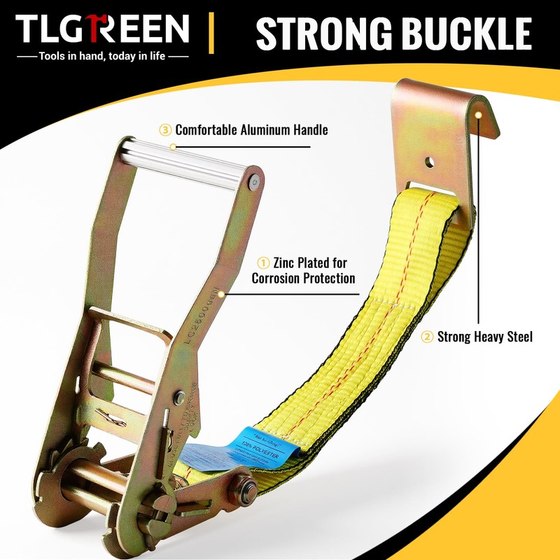 TLGREEN 4-Pack 2 in x 10 ft Car Tie-Down Straps,