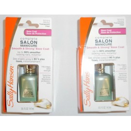 Sally Hansen LOT OF 2 SALLY HANSEN #3222 SMOOTH & STRONG BASE COAT TRANSPARENT CLEAR 0.5oz Ea