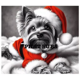 Unbranded 20oz Sublimation Tumbler Wrap Yorkshire Terrier Santa Ready To Press Transfer