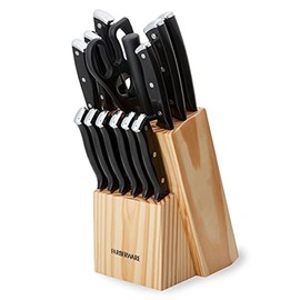 Farberware Triple Riveted Knife Block Set, 15-Piece, Black Pine