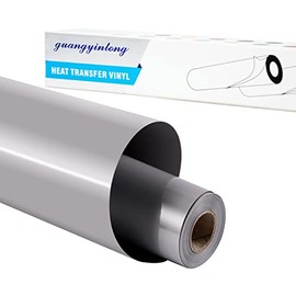 Guangyintong Heat Transfer Vinyl HTV Rolls, 12" x 8ft Iron on Gray Vinyl for T-Shirts, Glossy Surface, Easy to Cut & Weed, All Cutter Machines