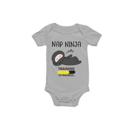 Baby Bodysuit Short Sleeve | Baby Bodysuit Eczema Clothing for Nap Ninjas, Grey Marle, 2-3T