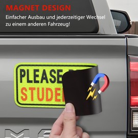 Cretassion Pack of 2 Beginner Drivers Magnetic Sign (24 x 8 cm) Learner Drivers Sticker, Reflected Beginner Sign, Car, Waterproof Safety Distance Magnetic Signs Car Sticker Magnetic Film