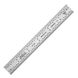 PEC Tools 6 Inch Ruler, High-Carbon Steel, 1/25" Thick X 3/4" Wide, Satin Chrome Finish Tempered Steel, Measuring Accuracy 1/32", 1/64", 1/10" and 1/50" Scales, Made in USA
