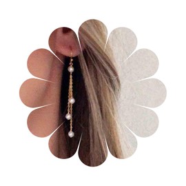 Cimenexe Bohemian Pearl Drop Earrings Gold Pearl Dangle Earrings Long Pearl Tassel Chain Earrings Pearl Fringe Chandelier Earrings Jewelry for Women and Girls