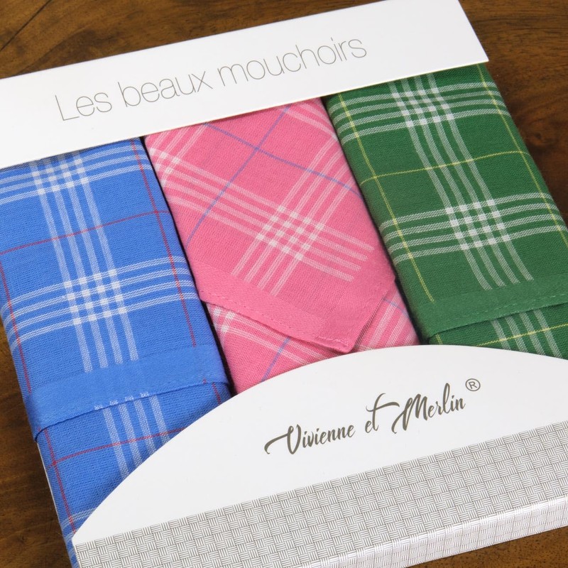 Pack of 3 Ladies Premium 100% Combed Cotton Handkerchiefs 35cm