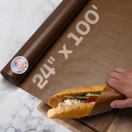 Brown Wet Wax Paper Roll 24" x 100' - USA-Made Moisture-Repellent Cooking Paper for Packing, Storing & Freezing - Heavy-Duty Food-Safe Wrapping Material for Meat, Cheese & Baked Goods by IDL Packaging