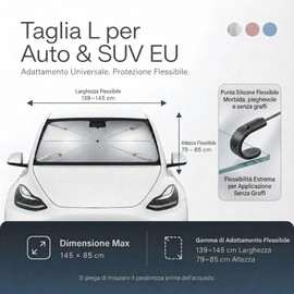 Zuquik Parasole per Auto a Ombrello 145 x 85cm con Apertura a V