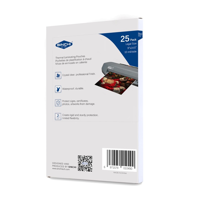 SINCHI Thermal Laminating Pouch, 10 mil per Side, 9x14.5-Inches Legal