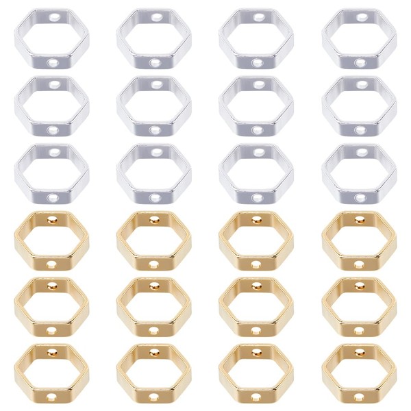 SUNNYCLUE 1 Box 60Pcs Hollow Bead Frame Real 24k Gold