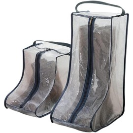 2 Set Boot Storage,Portable Short Boots and Tall Boots Storage or Protector Bag,Shoe Dust Bags,Shoe Sleeves for Travel,Clear Boot Cover,Shoes Packing Organizers for Adult (Black, Pack of One)