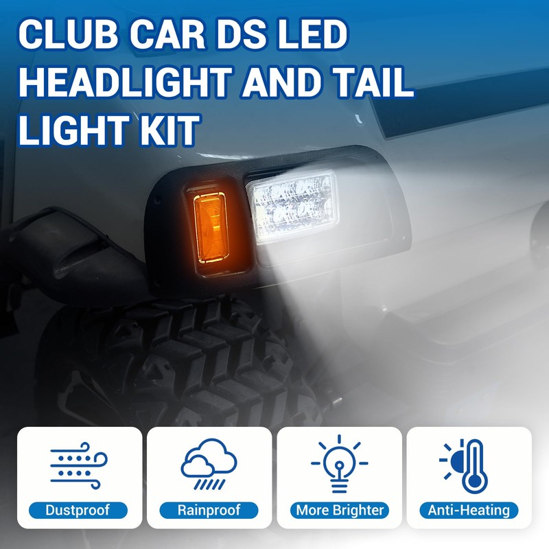 CartClan Club Car DS Led Headlight and Tail Light Kit