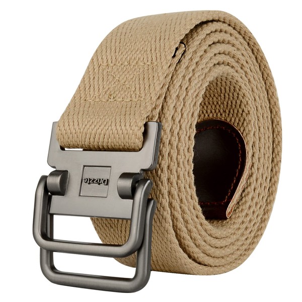 Drizzte Plus Size 43inch Canvas D Ring Belt Men Army